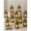 Romadedi Lanterna a candela con telecomando e timer: 10 mini lanterne LED dorate, stile marocchino, funzionamento a batteria, per matrimoni, Natale, Ramadan, Halloween, decorazione da tavolo