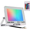 PALMEEDOR Proiettore LED RGB con Telecomando 230V, Faretto Colorato Impermeabile IP65, Luce Multicolore 120° per Giardino, Feste, Natale, Decorazioni Esterne (Bianco, 50, Watt)