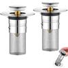 Druuzyl 2 Pezzi Tappo Lavandino Bagno 34-40mm Tappo Lavandino Universale Pop Up con Filtro per Capelli, Filtro di Scarico in Acciaio Inossidabile per Vasca da Bagno, Cucina, Lavabo