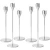 Druuzyl Set di 6 Portacandele da Tavolo in Metallo argento 33/29/23cm - Candelabri Vintage per Matrimoni e Cene Romantiche - Decorazione Nuziale con Candele per Anniversari e Feste (argento)