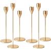 Druuzyl Set di 6 Portacandele da Tavolo in Metallo Dorato 33/29/23cm - Candelabri Vintage per Matrimoni e Cene Romantiche - Decorazione Nuziale con Candele per Anniversari e Feste (Oro)