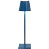 Zafferano, Poldina Micro, Lampada da Tavolo Ricaricabile e Senza Fili con Controllo Touch, Adatta per Salotto ed Esterni, Dimmer, 2200-3000 K, Altezza 27,5 cm, Colore Blu Capri