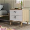 Dmora Comodino Saphira 52x45x55h cm Marrone Quercia 2 Cassetti Un Ripiano, Apertura Scorrevole