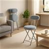 MEUBLE COSY Set di 4 Sedia Pieghevole con Schienale e Poggiapiedi, Imbottiti in Faux Pelliccia, Gambe in Metallo per Reception, Soggiorno e Ufficio, Grigio
