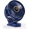 TUNISE Ventilatore a Pinza USB Ricaricabile, Mini Ventilatore Silenzioso con Batteria 2000 mAh, 3 Velocità, Ventilatore Portatile per Ufficio, Passeggino, Camera da Letto e Campeggio