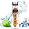 ZHHGOO Caraffa Vetro,1.2 Litri Brocca con Spiedo per Frutta,Brocca per Acqua in Vetro Coperchio Inox per Succo Caldo Freddo,Bevande ghiacciate,tè,Latte,caffè e Vino Rosso