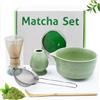 Druuzyl 5 pezzi Set di ciotole in ceramica per matcha, ciotola per matcha, frusta per matcha, spatola,Colino,porta scopa per matcha per la cerimonia del tè