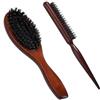 GXGM 2 Pezzi Spazzola con Setole di Cinghiale Spazzola Cinghiale per Capelli Spazzola Capelli Ricci Naturale Professionale Pettini con Spazzola per Coda Tirata per Pettinare Capelli Lisci Ricci