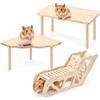 jackfru Set di 3 piattaforme per criceti, giocattolo con piattaforma, scala ondulata e criceti, accessori per criceti in legno naturale per porcellini d'India, cincillà, coniglio, gabbia di piccoli
