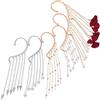 Holibanna 6 Pezzi Orecchini Pendenti con Nappa Lunghi Donna Clip Orecchio Singolo Senza Buco Fiore Metallo e Perle Eleganti per Matrimonio e Feste