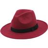 GALPADA Cappello Fedora in Lana Strutturata Unisex con Larga da Uomo E da Donna in Feltro Rosso Vino Design Britannico