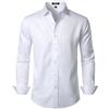 JEMITOP Camicia da Uomo Elasticizzata Senza Pieghe Formale per Matrimoni e Balli scolastici, a Maniche Lunghe, Slim Fit, con Bottoni, Bianco Solido., S
