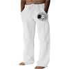 uxxnjfg Pantalone Lino Uomo Estivi Leggeri Larghi Pantalaccio Taglie Forti Cotone Slim Fit Pantaloni Uomo Elasticizzati Eleganti Classici Pantalone Gamba Larga Offerta del Giorno Bianco L