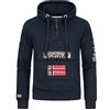Geographical Norway Gymclass Men - Felpa Uomo con Cappuccio Tasca A Canguro Zip - Felpe Pullover Hoody Neve A Maniche Lunghe - Abito Ideale Primavera Estate Autunno Inverno (Blu Navy S)
