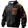 Bauzuoyo Felpa da uomo con cappuccio invernale calda felpa casual in tessuto a nido d'ape, maglione invernale da uomo, mezza zip, multi tasca, felpa con cappuccio Y2K, Nero , 3XL