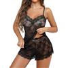 Aranmei Pigiama da Donna Set Sexy Pizzo Scollo a V Pigiama Canotta Top Pantaloncini Indumenti da Notte Casual Set Biancheria da Notte Sexy Canotta e Pantaloncini in Pizzo