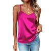 Zeagoo Canotta in seta da donna 2025 con scollo a V in raso canotta con spalline sottili incrociate sulla schiena senza maniche estive camicette, Confezione da 1: rosso rosa, S