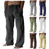 uxxnjfg Outlet Offerte Oggi, Pantaloni Uomo Estivi Leggeri Lino Eleganti Pantalaccio Larghi Elasticizzati Casual Pantalone Uomo Cotone Taglie Forti Classici Pantaloni Gamba Larga Pants Grigio Scuro L