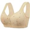 PrinStory Reggiseno da donna senza ferretto, chiusura frontale, per donne anziane, con bottone automatico, reggiseno a maglietta, margherita albicocca, 6C