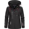 Geographical Norway Reine Lady - Giacca Cappuccio Softshell Impermeabile Donna - Giubbotto Antivento - Attività Escursioni Running Autunno Inverno Primavera (Nero Nero XXL)