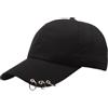 Sixfox Berretto da baseball unisex con tre anelli in metallo, nero