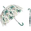 ThreeH Ombrello a bolla trasparente da donna Copertura a cupola Antivento con bellissimi motivi floreali Buttefly