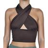 Lovelegis Top Donna a Fascia Incrociata Canottiera Canotta Elegante Sexy Ragazza Estivo Moda Marrone Maglia Crop Corta