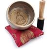 Ajuny Set di Campane Tibetane - Campana Sonora in Ottone per Meditazione Realizzata a mano con Bastone e Cuscino per Yoga, Consapevolezza e Sollievo Dallo Stress, Regali Spirituali - Beige