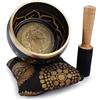 Ajuny Campana Tibetana Buddista - Shree Ganesha - Suono di Meditazione Campana OM Nera - Diametro 4 Pollici per Accessori per Rilassamento e Meditazione - Bastone e Cuscino Inclusi