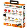 HEADU - Memo Montessori - Memoria, Lettura e Classificazione | Gioco Montessori Bambini 3 4 5 6 Anni, Memo con 144 Tessere, Figure e Parole in Inglese, Memoria Visiva, Lettura e Logica, Made in Italy