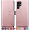 SUANPOT Custodia per Samsung S22 Ultra Cover Portafoglio [Blocco RFID] [Shell TPU] in Pelle Sintetica Tasca Carte Antiurto Protettiva di Con Slot per Schede di per S22Ultra case Oro Rosa