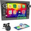 Hikity 4Core+64G Android Autoradio per Opel Astra H/Zafira B/Corse C D, 7 Pollici Touchscreen Stereo Auto Bluetooth con Senza fili Carplay Android Auto FM/RDS Navigatore GPS WiFi SWC AHD Retrocamera