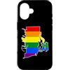Rhode Island Map USA State Rainbow Pride Custodia per iPhone 16 Rhode Island Mappa USA Stato Arcobaleno Flag Orgoglio