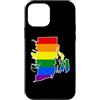 Rhode Island Map USA State Rainbow Pride Custodia per iPhone 12 mini Rhode Island Mappa USA Stato Arcobaleno Flag Orgoglio