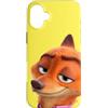Disney Custodia per iPhone 16 Plus Disney Zootopia 2 Nick Wilde Fox Big Face Yellow