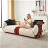 Vipbear Divano Letto, 108 x 265 cm, Divano a 3 Posti con 2 Cuscini in Chenille, Divano Compresso per Soggiorno, Stile Bohémien, Schiuma ad Alta Densità, Senza Montaggio
