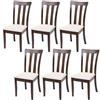 Mendler Set 6x sedie cucina sala soggiorno HWC-G46 legno massello - struttura scura cuscino beige