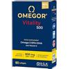Omegor Omega 3 IFOS 5 Stelle OMEGOR Vitality 500 [Facile da Deglutire] 60 Capsule - Omega3 EPA 535mg e DHA 268mg per 2 Capsule - Senza Retrogusto di Olio di Pesce