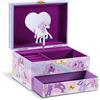 CRAZE - Portagioie Musicale per Bambina, Modello Unicorno, Carillon con Cassetto Estraibile, Interno in Velluto, Specchio e Unicorno Girevole