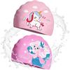 WFKKMEQ Unicorno Cuffia Piscina Bambini, 2PCS Sirena Cuffia da Nuoto Elastica e Soffice Cuffias d'nuoto Silicone Antiscivolo Cuffias Piscina Bambini per Piscinas