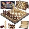 Druuzyl 3 in 1 Scacchiera in Legno, Scacchi Gioco da Tavola Set di Scacchiere Pieghevoli Scacchi e Dama Magnetici 29x29 cm Portatili Magnetica Scacchiere da Viaggio per Adulti Bambini