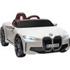 HOMCOM Macchina Elettrica per Bambini 3-6 Anni BMW I4 12V, Bianco