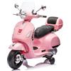 Mondial Toys Moto Elettrica per Bambini 12V con Licenza Ufficiale Vespa Piaggio - Modello GTS Super, Luci LED, MP3, Sedile in Pelle, Bauletto - Rosa