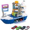 Generico Nave Portacontainer Giocattolo, 6 container e auto da corsa inclusi, Nave giocattolo veicolo con gru a portale, per Bambini Bambine Prescolari Studenti Appassionati Feste Riunioni Soggiorno Scuola