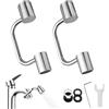 GAOUTO 2 accessori per rubinetto, girevole, 1080°, rubinetto di prolunga multifunzionale, 2 modalità, Faucet Extender, Perlatori per rubinetti per bagno e cucina (argento)