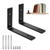 mongtsamz Reggi Mensole da Muro set 2,Staffe per Mensole a Forma di L,Reggimensola a Scomparsa,Staffe Mensole con Struttura in Acciaio Allargata per Ufficio,Cucina,Soggiorno,Bagno,Nero 145 mm