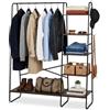 Relaxdays Appendiabiti con 6 Ripiani e Ganci, Asta, HxLxP 160x120x45 cm, Ingresso, Marrone-Nero