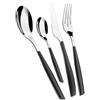 BUGATTI, Glamour, Set Posate 24 Pezzi in Acciaio Inox 18/10, Set Posate 6 Persone Composto da 6 cucchiai, 6 forchette, 6 coltelli e 6 cucchiaini (Nero fumé)
