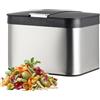 Relaxdays Contenitore rifiuti organici 4,5 L, antiodore, argento/nero | Secchio interno estraibile, acciaio inox