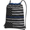 WHJSHOP Zaino da palestra con stampa di bandiera blu sottile americana con coulisse e cerniera, leggero e impermeabile, con tasca frontale e organizer interno per viaggi, yoga e altro ancora